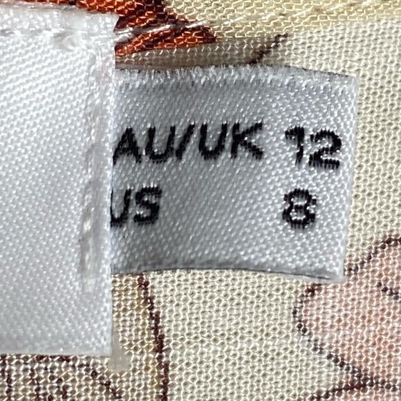 Petal & Pup Fraser Floral Button Tie Maxi Dress Cream Orange Pink Womens Size 8 - Picture 5 of 6